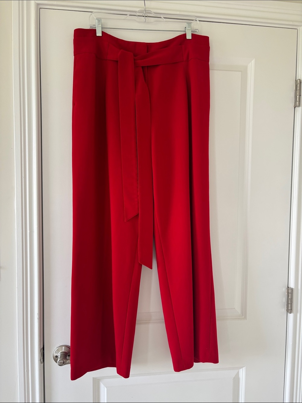 Boden Red Wide-Leg Tie-Waist Pants